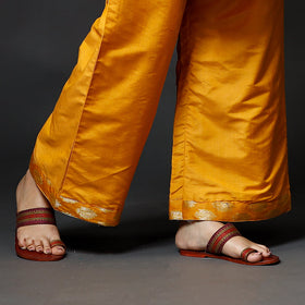 Orange Banarasi Silk Zari Work Kurta with Palazzo & Dupatta Set