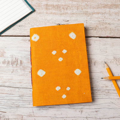Orange Bandhani Cover Handmade Ruled Paper Notebook