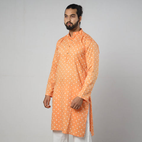  Bandhani Tie-Dye Cotton Men Long Kurta 