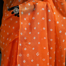 Orange - Bandhani Tie-Dye Kota Doria Cotton Saree 23