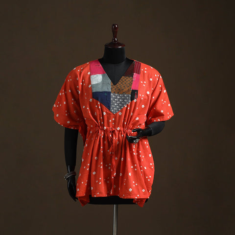 Bandhani tie-dye patchwork cotton kaftan (short) 24