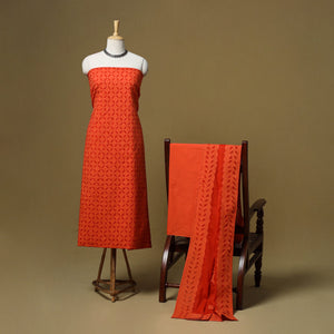 Barmer applique cut work cotton 3pc unstitched dress