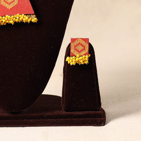 Orange Bead Work Fabart Necklace Set