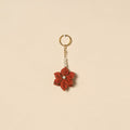 Beaded fabart flower keychain 09 - handcrafted