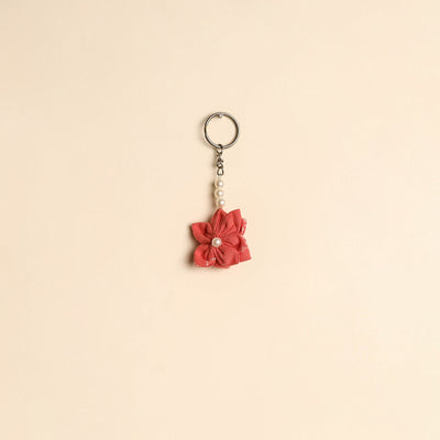 Beaded fabart flower keychain 29 - handcrafted