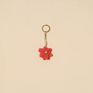 Beaded fabart flower keychain 51 - handcrafted