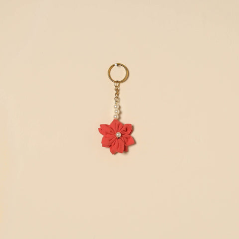 Beaded fabart flower keychain 51 - handcrafted