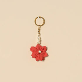 Beaded fabart flower keychain 51 - handcrafted
