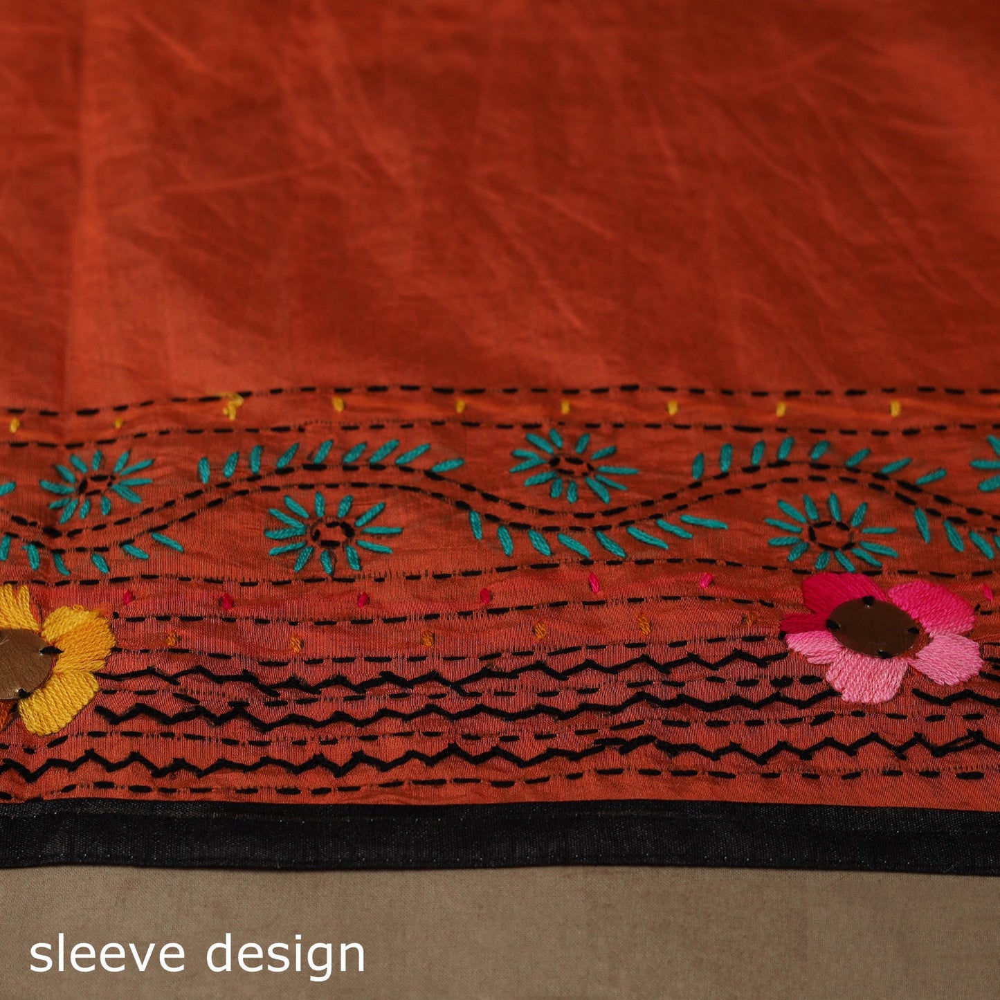 Bengal chanderi silk hand embroidered saree 03 - handcrafted