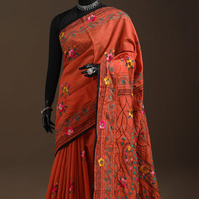 Bengal chanderi silk hand embroidered saree 03 - handcrafted