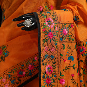 Bengal chanderi silk hand embroidered saree 07 - handcrafted