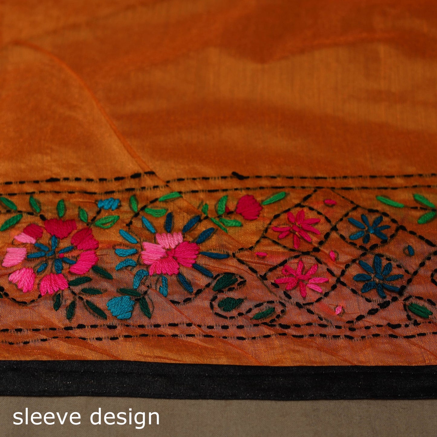 Bengal chanderi silk hand embroidered saree 07 - handcrafted