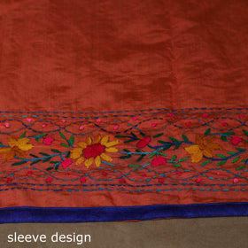 Bengal chanderi silk hand embroidered saree 13 - handcrafted