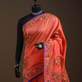 Bengal chanderi silk hand embroidered saree 13 - handcrafted