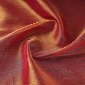Orange - bengal fine tissue zari plain fabric 02
