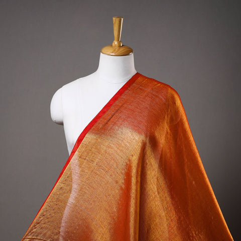 Orange - bengal fine tissue zari plain fabric 15