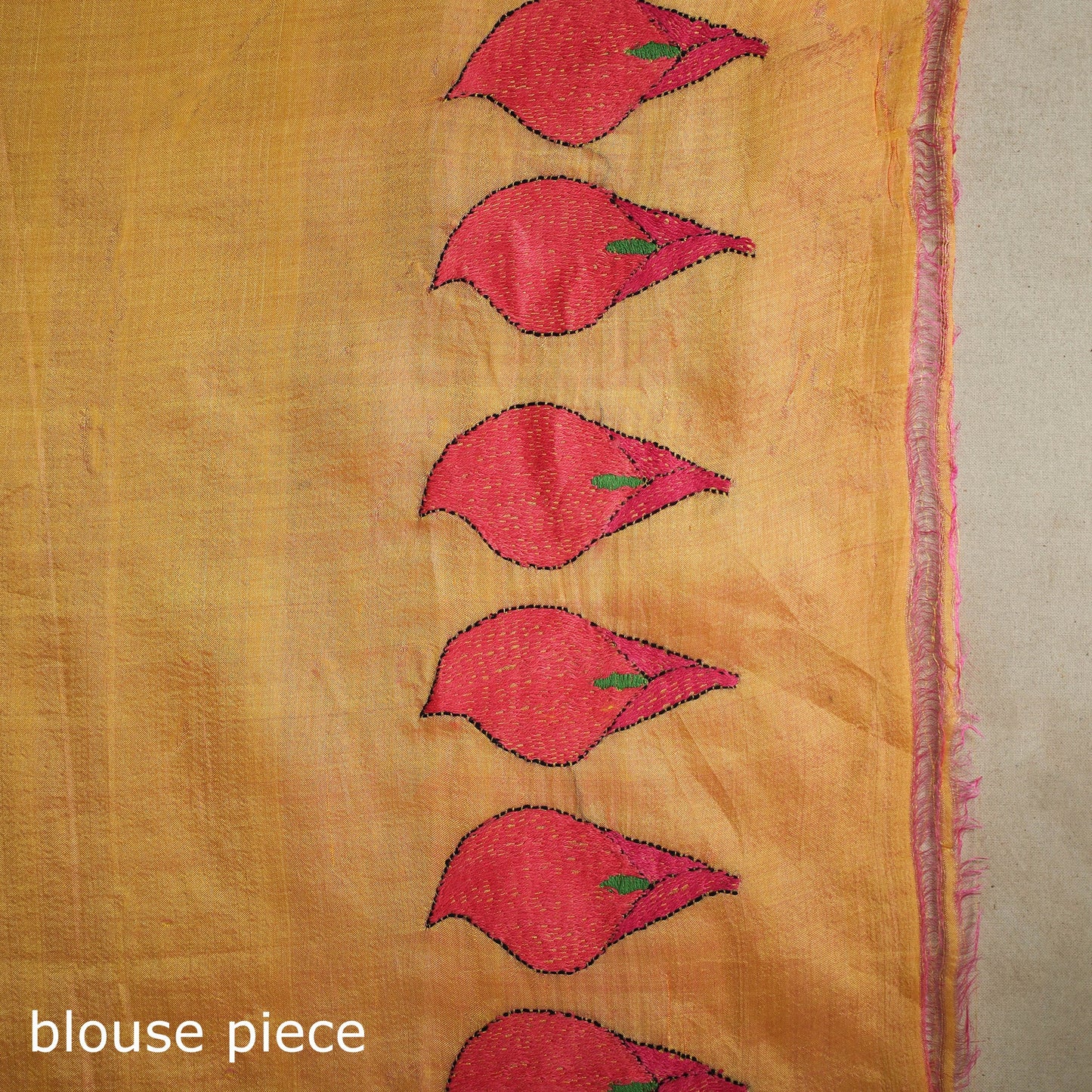 Orange - bengal hand embroidery banarasi silk handloom