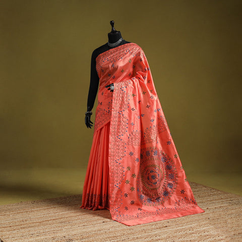 Bengal hand embroidery silk nakshi kantha saree 24