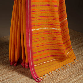 Orange - bengal handwoven cotton begumpuri saree 07