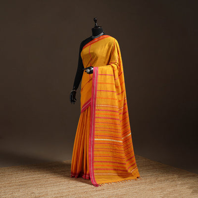 Orange - bengal handwoven cotton begumpuri saree 07