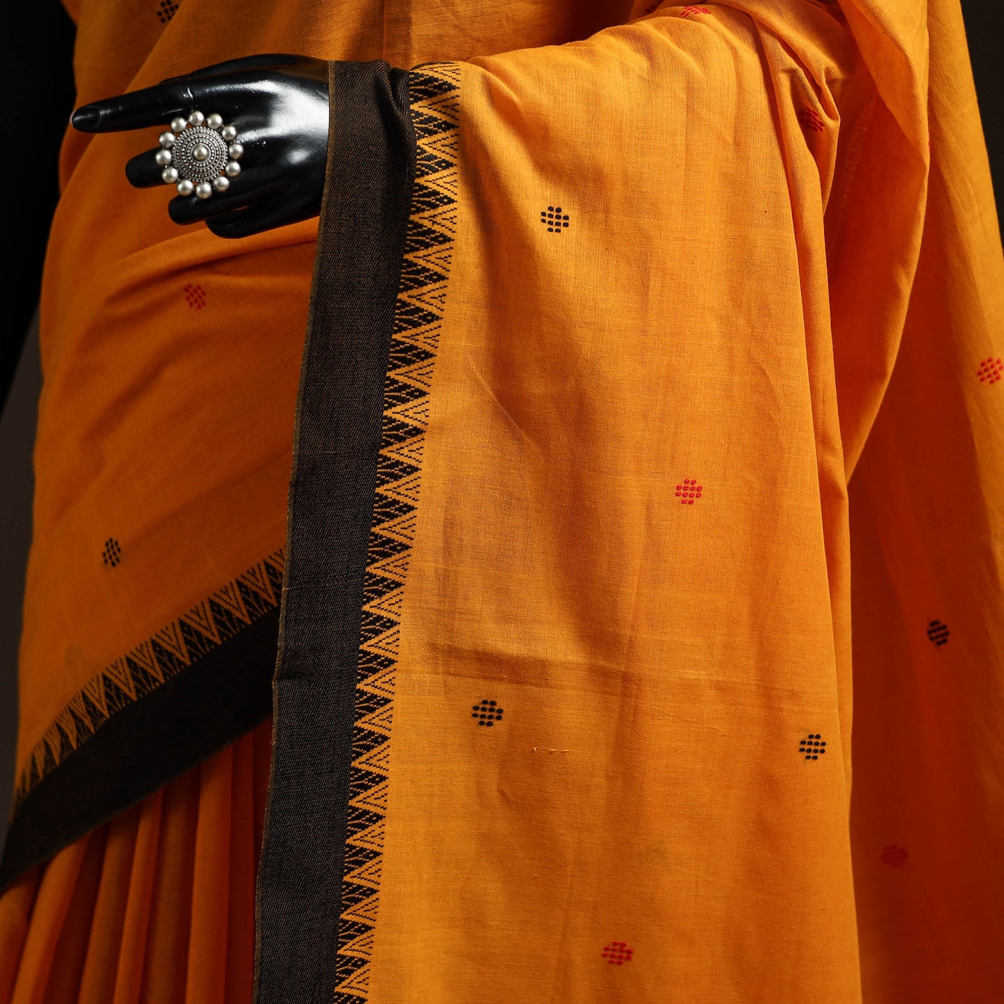 Orange - bengal handwoven cotton begumpuri saree 13