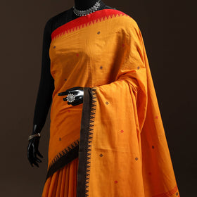 Orange - bengal handwoven cotton begumpuri saree 13