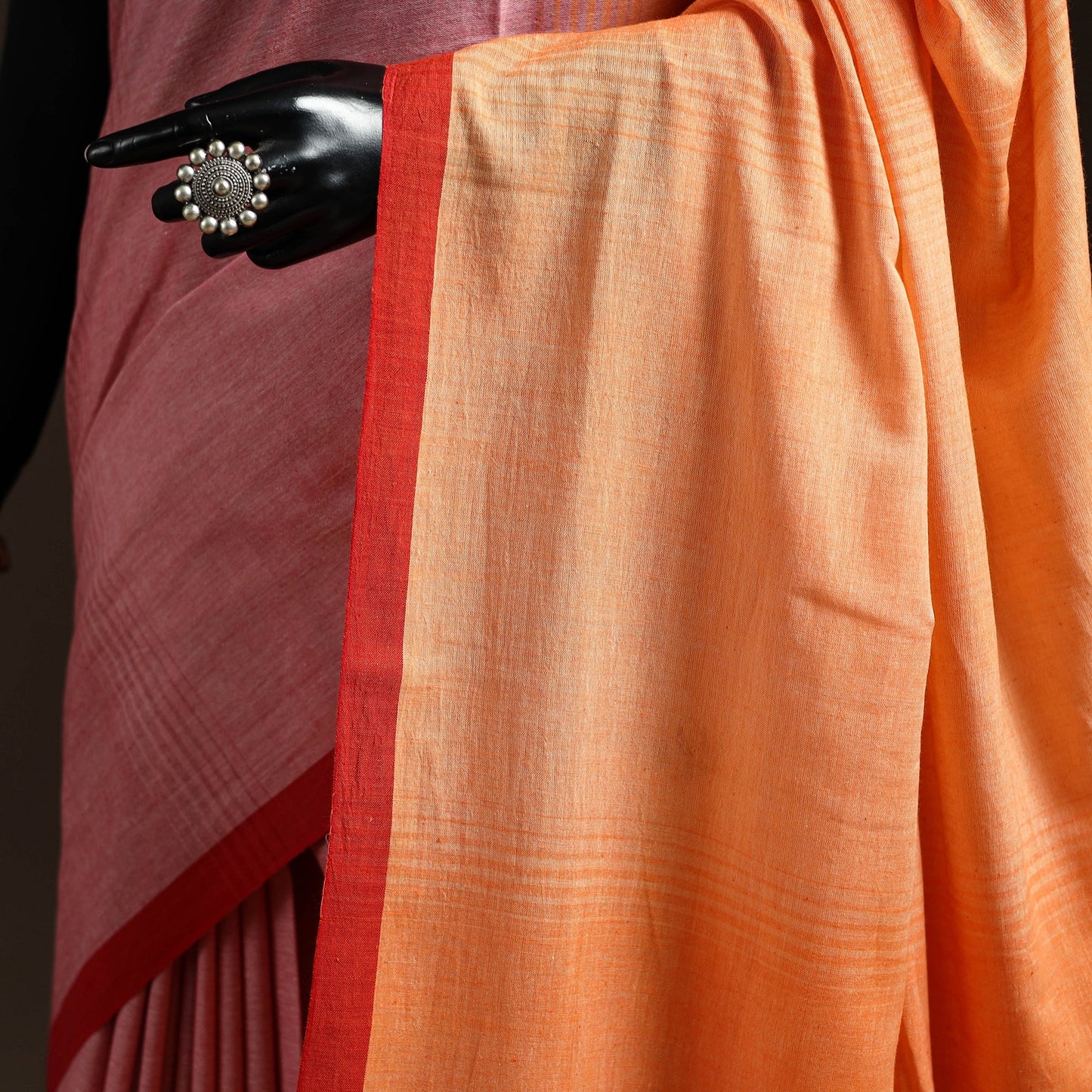 Orange - bengal handwoven cotton begumpuri saree 37