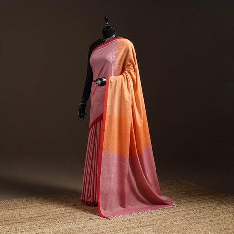 Orange - bengal handwoven cotton begumpuri saree 37