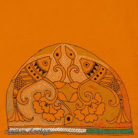Buy Orange Hand Embroidered Kantha Work Blouse Piece Online