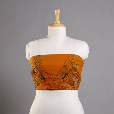 Buy Orange Hand Embroidered Kantha Work Blouse Piece Online