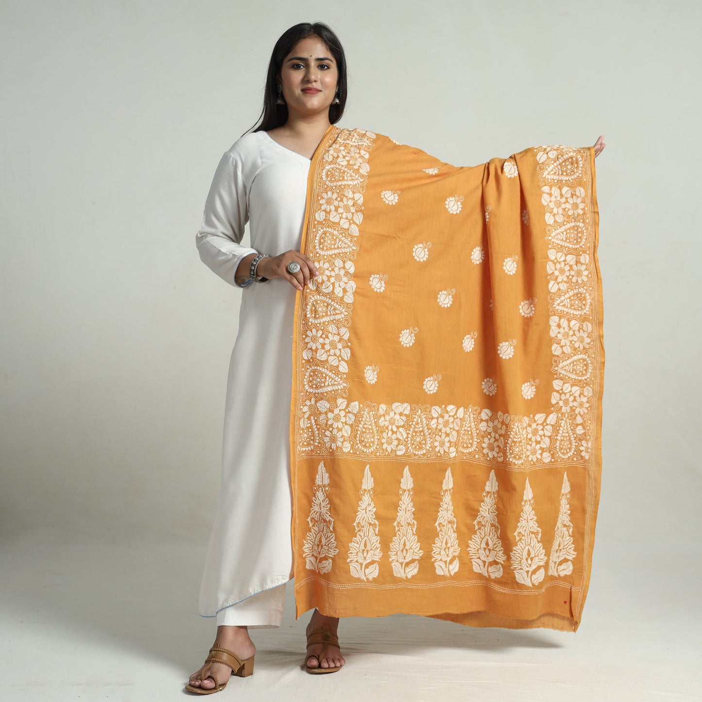 Kantha Embroidery Silk Dupatta