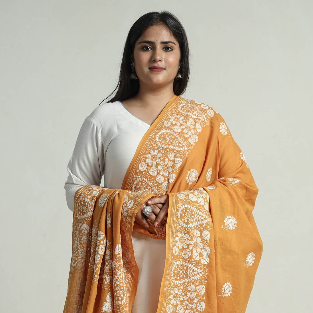 Kantha Embroidery Silk Dupatta