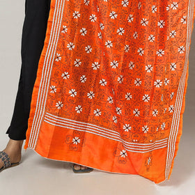  Bengal Kantha Embroidery Tussar Silk Handloom Dupatta 