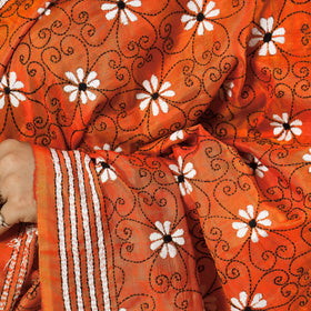  Bengal Kantha Embroidery Tussar Silk Handloom Dupatta 
