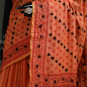 Bengal kantha hand embroidery silk cotton chapa work saree