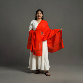 Orange - bengal kantha work dupatta in cotton 30