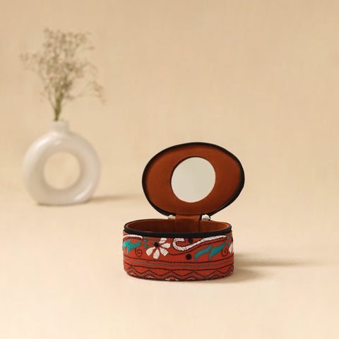 Bengal kantha work handcrafted oval jewellery box