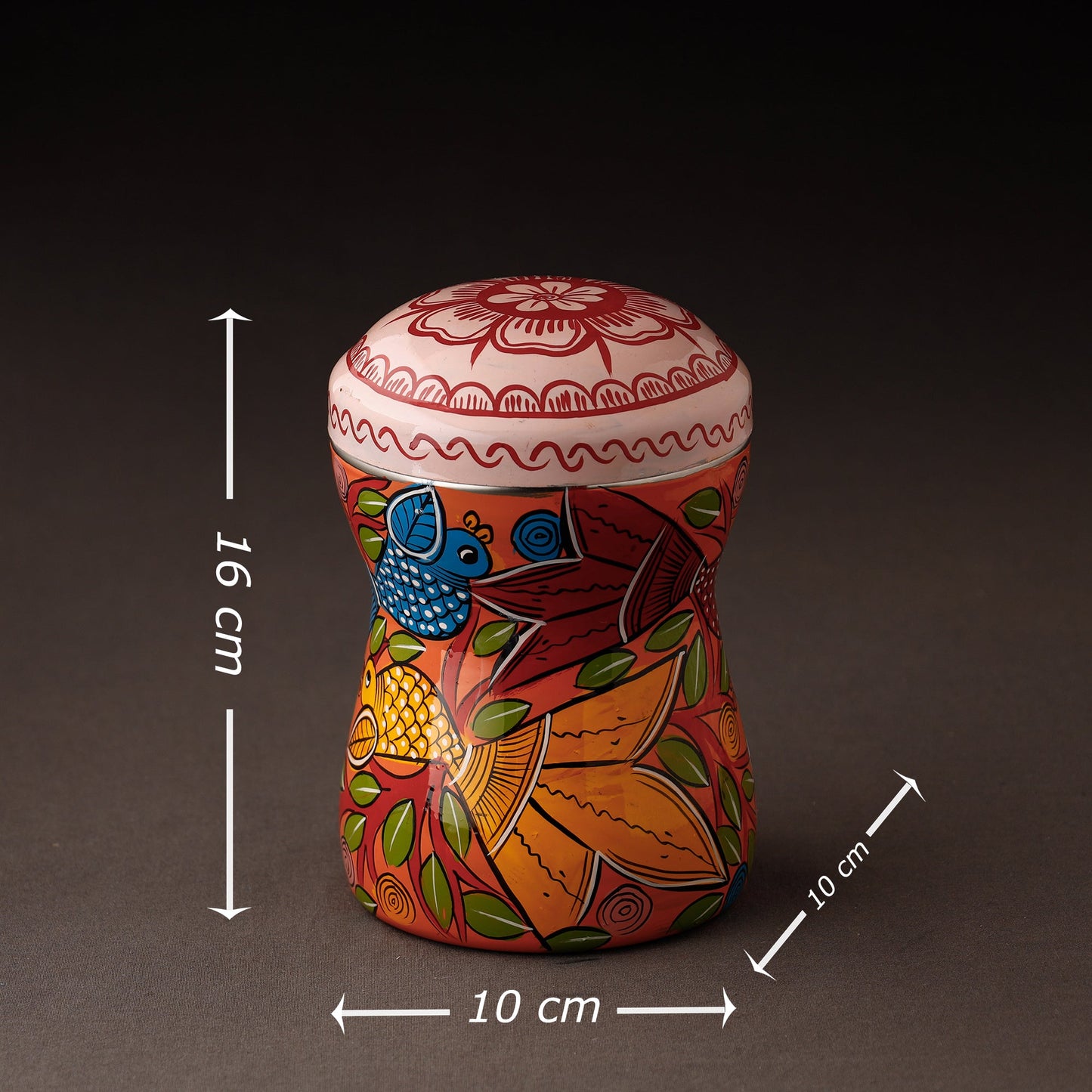  Bengal Patua Handpainted Stainless Steel Multi Utility Canister 