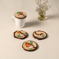 Birds - handpainted pine wood coaster (set of 4) 03