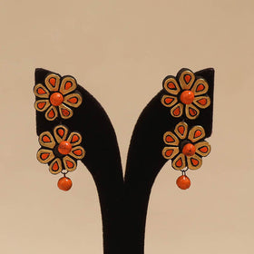 Bishnupur handpainted flower shape terracotta earrings 125