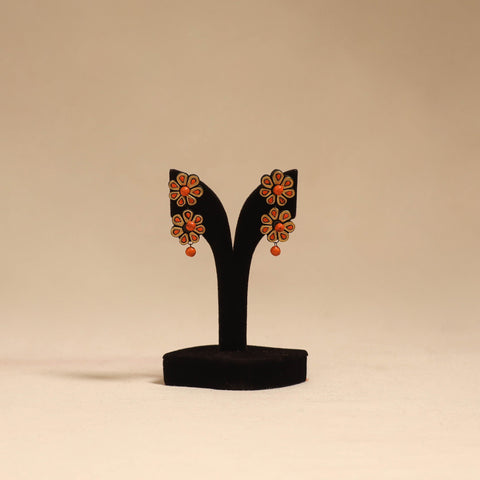 Bishnupur handpainted flower shape terracotta earrings 125