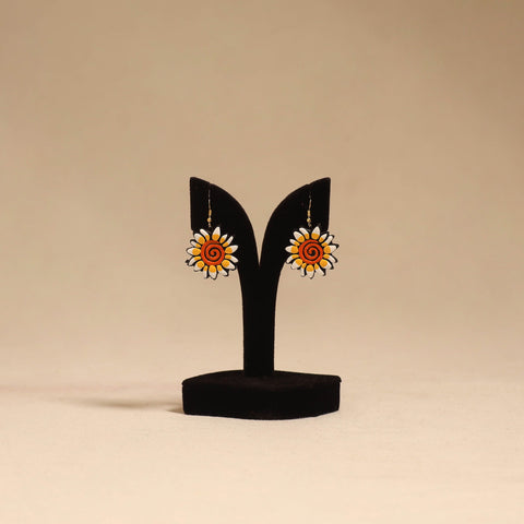 Bishnupur handpainted flower shape terracotta earrings 148