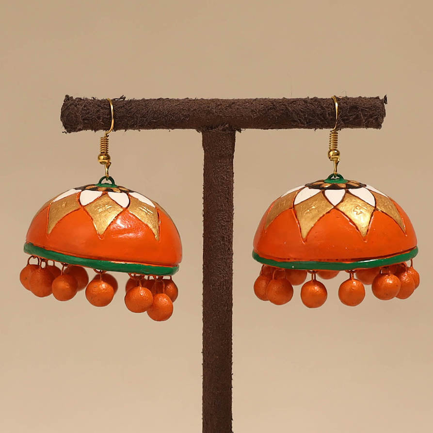 Bishnupur handpainted terracotta jhumki earrings 95