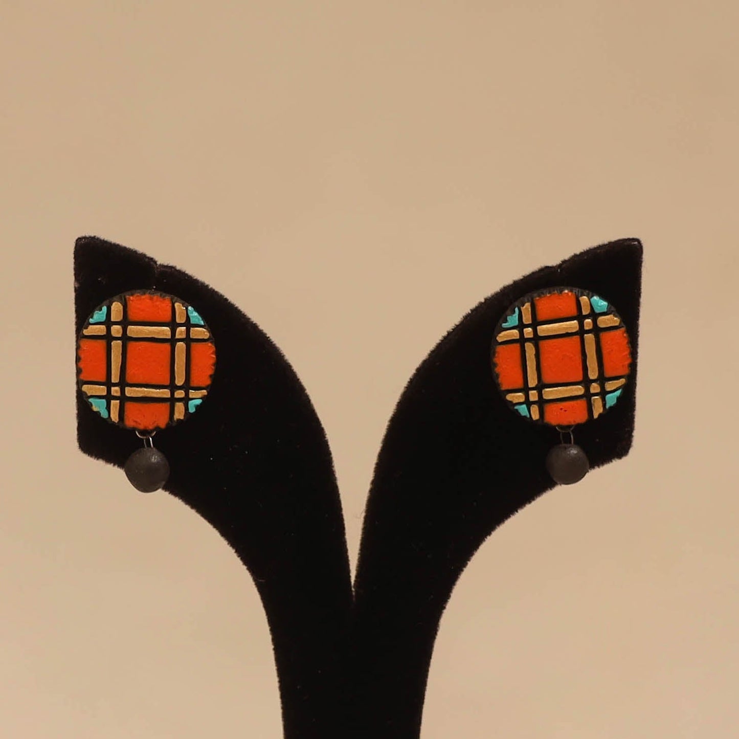 Bishnupur handpainted terracotta stud earrings 178