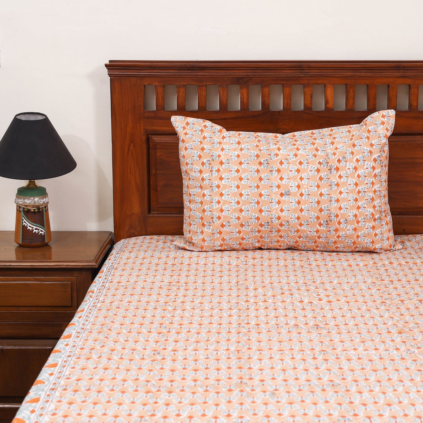 Cotton double sanganeri bed sheet set (108 x 90 in) 06