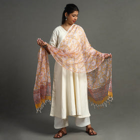  Block Print Kota Doria Cotton Sanganeri Dupatta