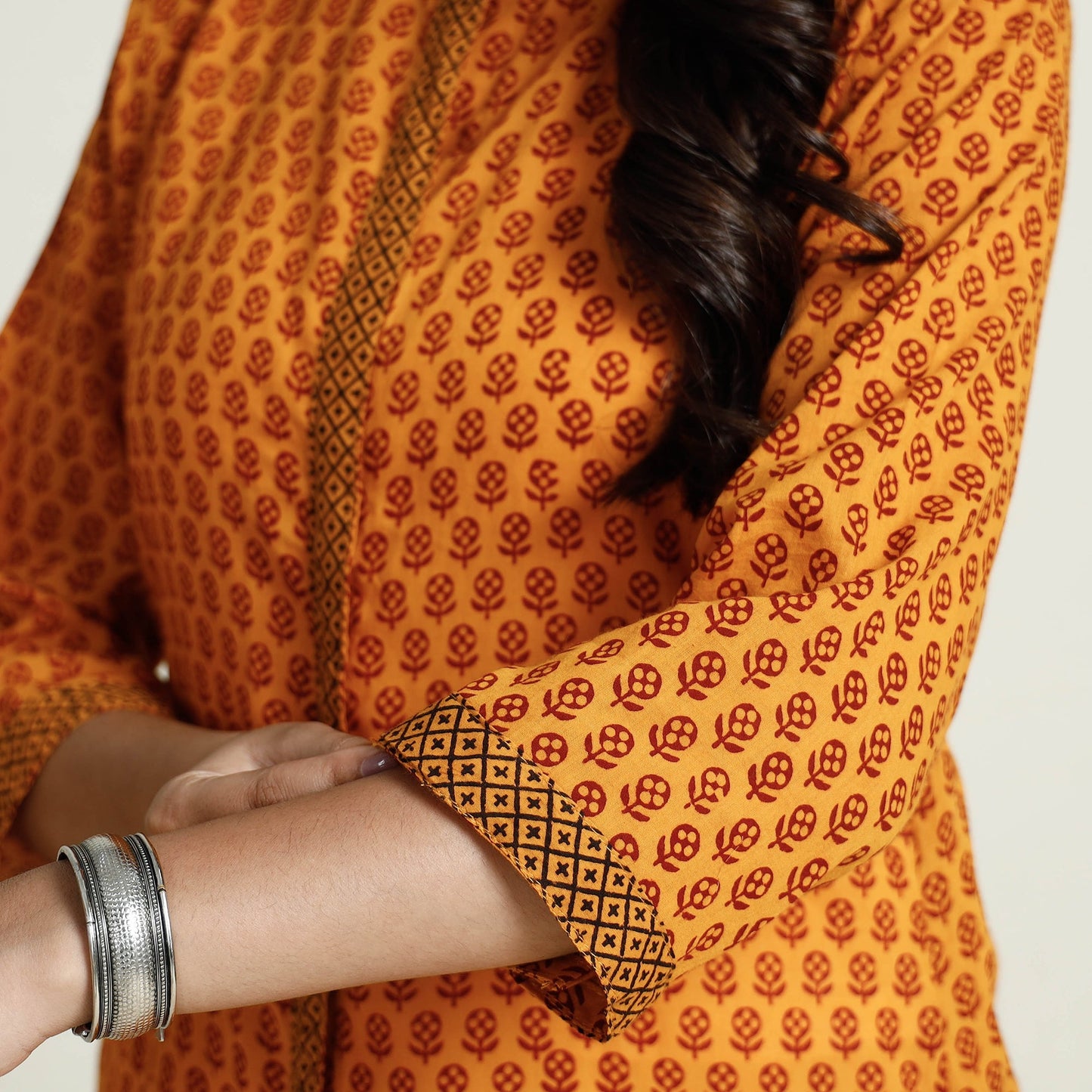 Buy Block Print Mul Cotton Straight Bagh Kurta For Women