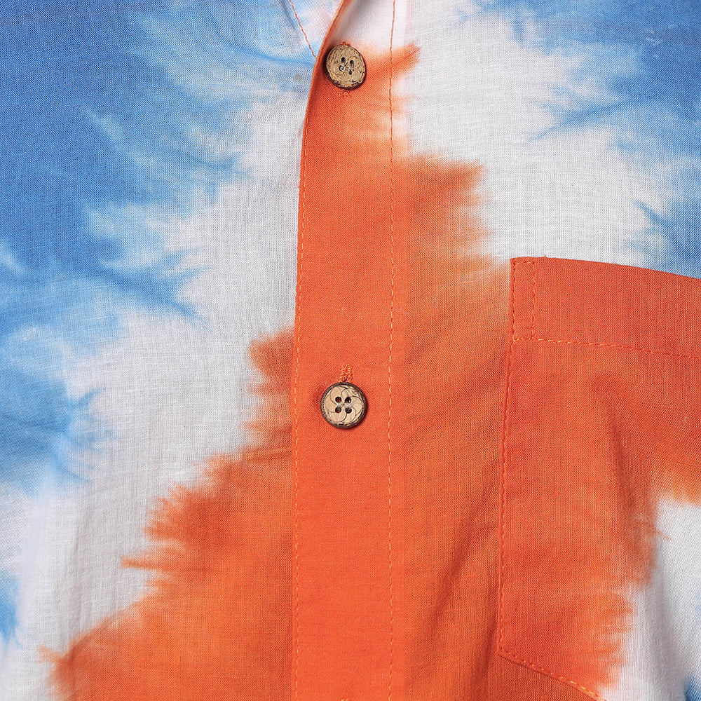 Shibori Tie-Dye Cotton Men Full Sleeve Shirt