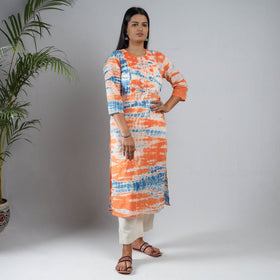Buy Shibori Tie-Dye Mul Cotton Long Kurta Online at iTokri.com