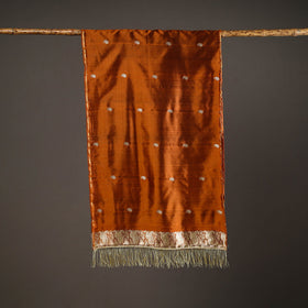 Orange - brocade handloom pure silk banarasi stole 01